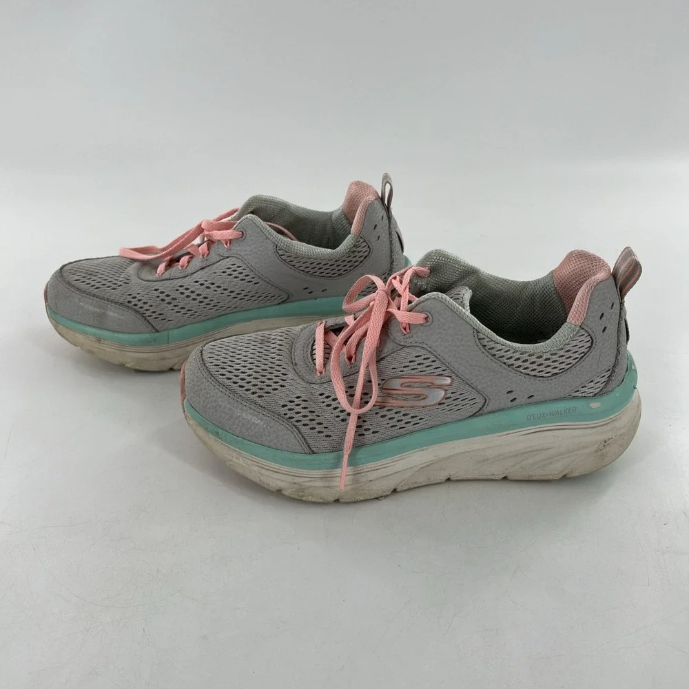 Womens Skechers Walk‎ D'Lux Walkers 8.5 Infinite Motion Gray Pink Green